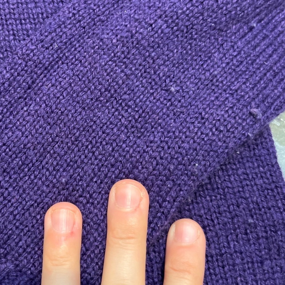 CHICOS Cowl Neck Knit Sweater Purple Women's Size 1 Acrylic Wool Blend Cozy Chic - Picture 3 of 6